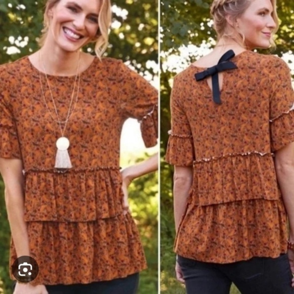 Matilda Jane Womens Floral Tiered Top XS